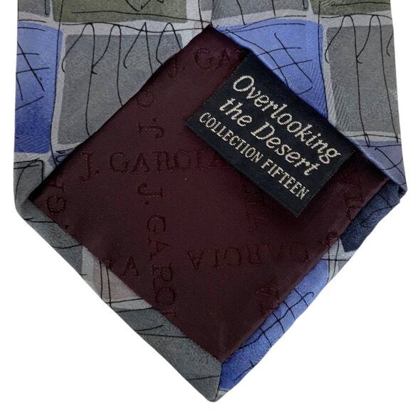 J Jerry Garcia Mens Silk Tie Overlooking The Desert Blue Gray Geometric Abstract - Picture 4 of 5